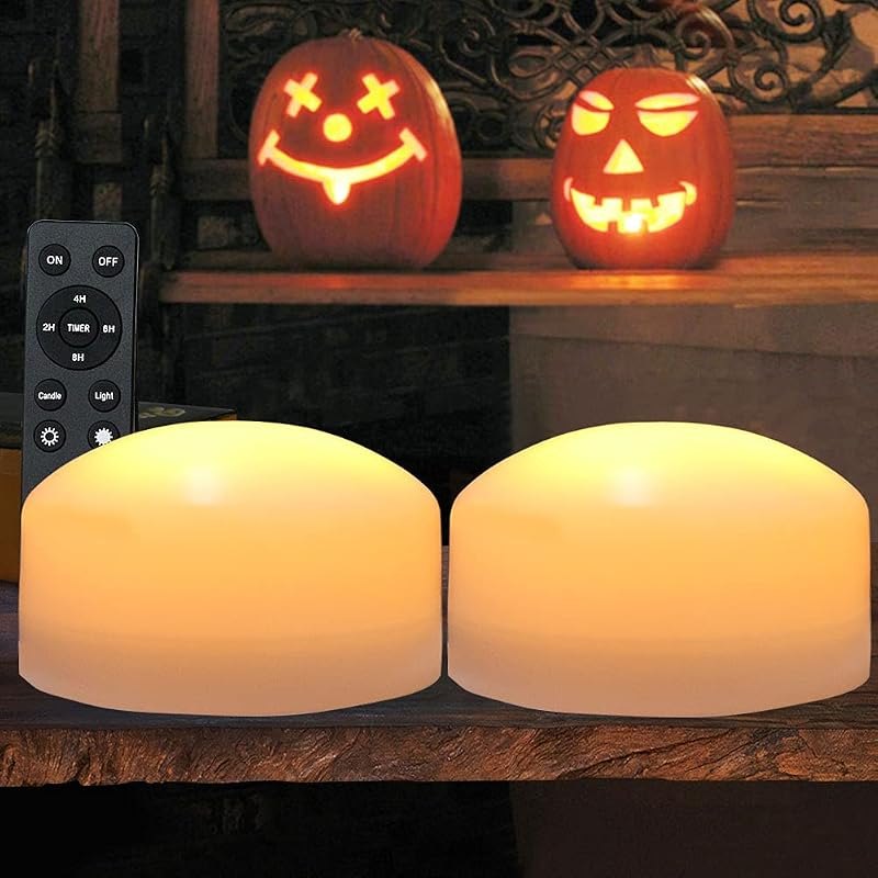 2-Pack Large Halloween Pumpkin Lights with Remote and Timer - White Pumpkin Lights Battery Operated Halloween Decor -