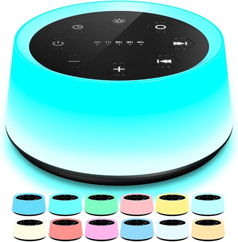 ColorsNoise Sound Machine and White Noise Machine with 30 Soothing Sounds 12 Colors for Kids Adult Baby Night Light