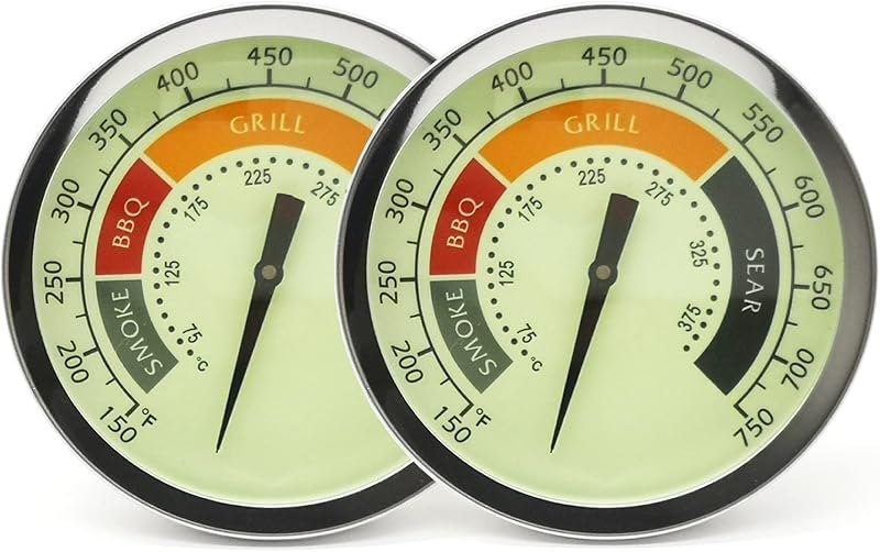 3 1/8” Accurate Luminous BBQ Thermometer Gauge 2 Pcs for Oklahoma Joe’s Smokers 3695528R06 & Most Charcoal Pellet Wood