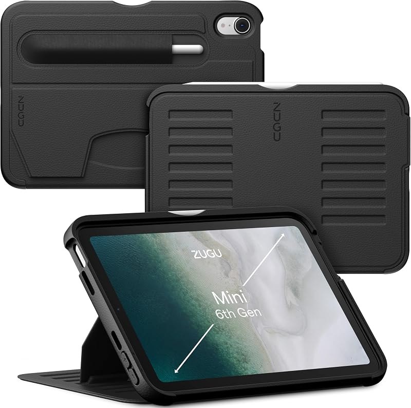 ZUGU Case for iPad mini 6/7 (A17 Pro) 2021/2024 [Black] — iPad Mini Protective Case for ipad mini protective case
