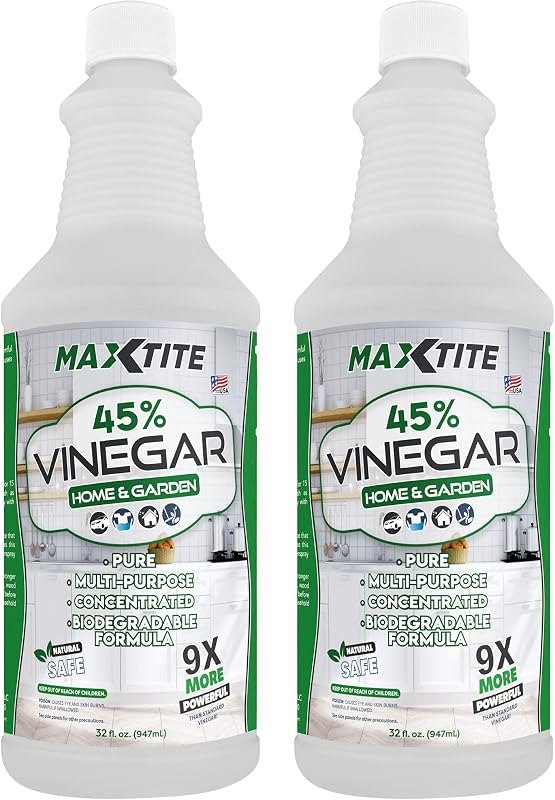 MAXTITE Ultra-Strength 45% Vinegar for Home & Garden Cleaning (2 Pack of 32 oz Bottles) — white vinegar spray bottle