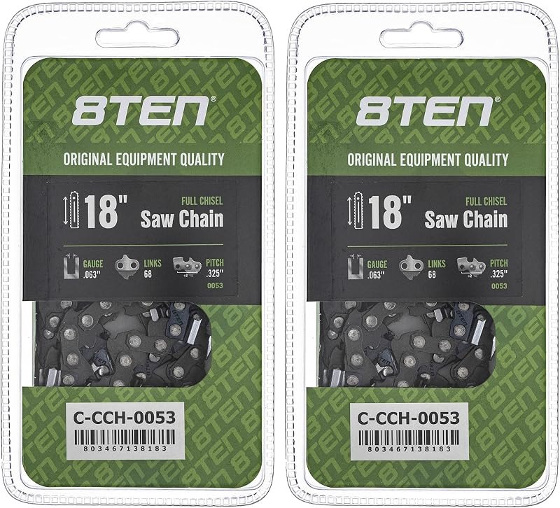 Full Chisel Chainsaw Chain 18" Bar .063 Gauge .325 Pitch 68DL 2 Pack — stihl ms 250 chainsaw for stihl 250 chainsaw