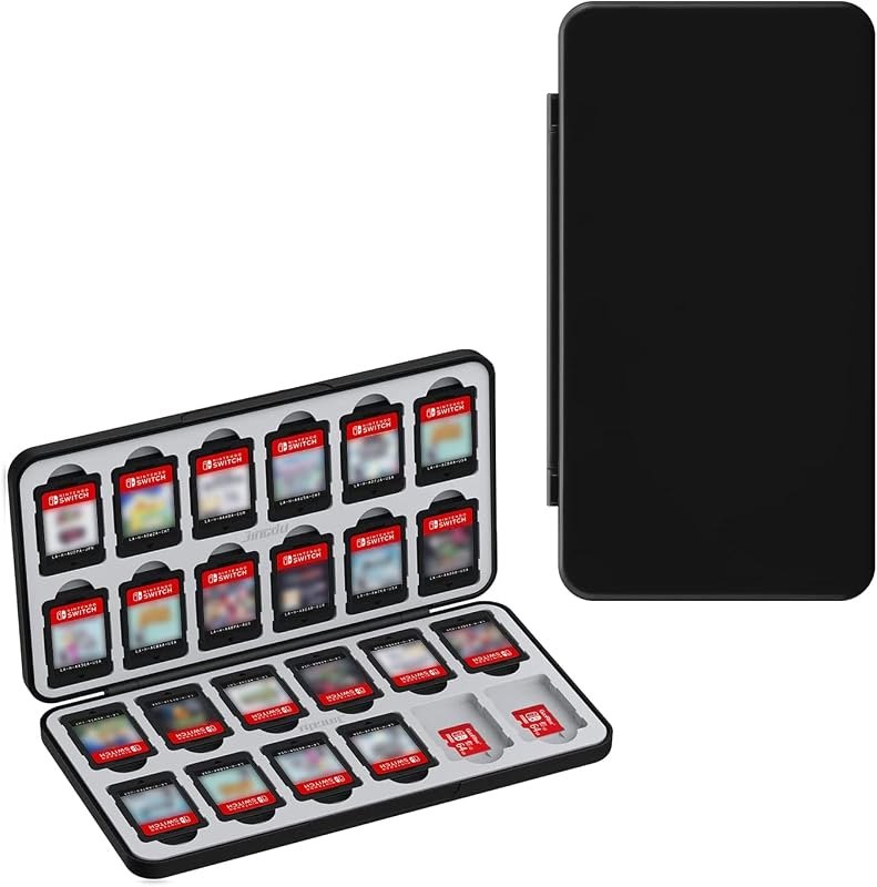 24-Slot Switch Game Card Case Compatible with Nintendo Switch Games & micro SD Cards, Portable Games Holder Organizer