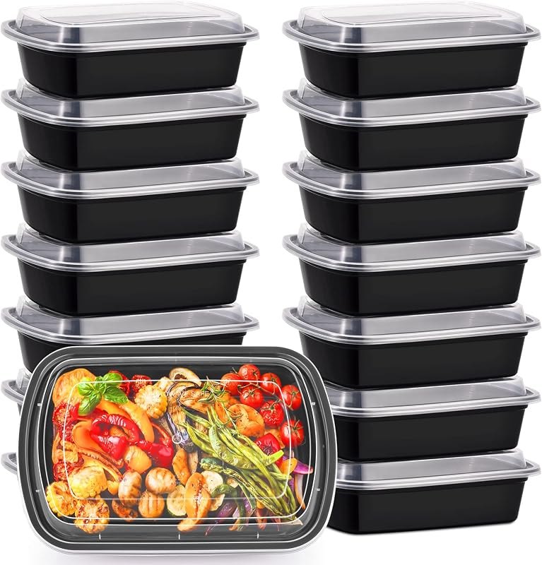Kitch’nMore 38oz Meal Prep Containers, Extra Large &Thick Food Storage Containers with Lids, Reusable