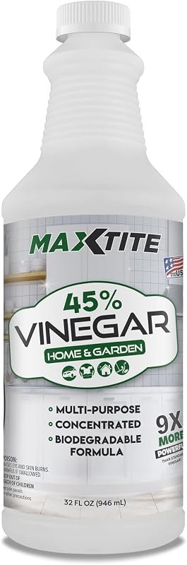 MAXTITE Ultra-Strength 45% Vinegar for Home & Garden Cleaning (32 oz Bottle) — white vinegar spray bottle for white