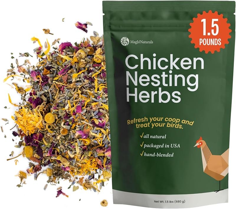MagJo Naturals Chicken Nesting Herbs, 6-Herb Aromatic Botanical Blend for Chicken Coops and Nesting Boxes, 1.5 lb —