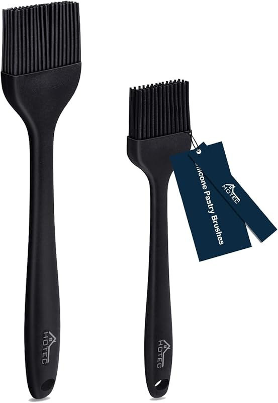 HOTEC 600℉ Heat Resistant Silicone Basting &Pastry Brushes, Black 2 — best Roast Turkey Basting Brush for roast turkey