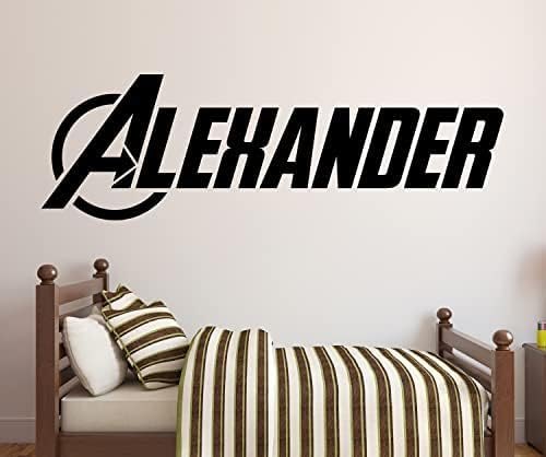 Personalized Superhero Name Wall Decal - Boy's Nursery Decoration - Vinyl Sticker for Boys (22" Wide) — Avengers