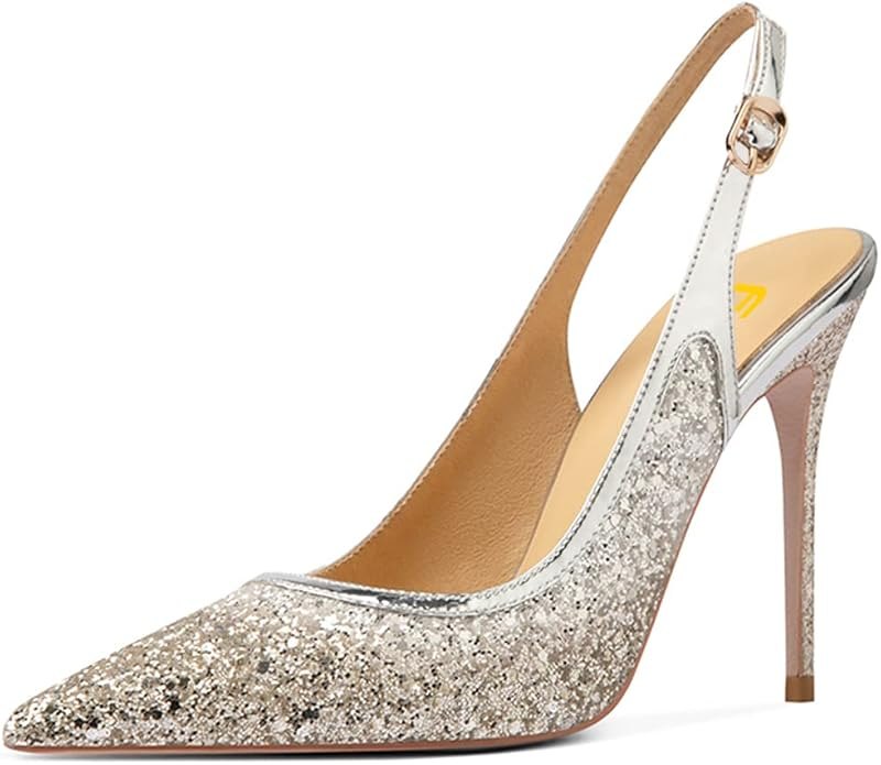 Women's Pointed Toe Stiletto Pumps Chic Slingback High Heels Slip on Ladies Party Office Dress Ladies Shoes — best