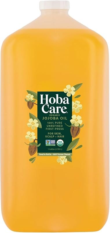 HobaCare Organic Jojoba Oil Bulk - Cold Pressed Unrefined Carrier Oil for Soap Making, Hair, Face, Beard, Scalp