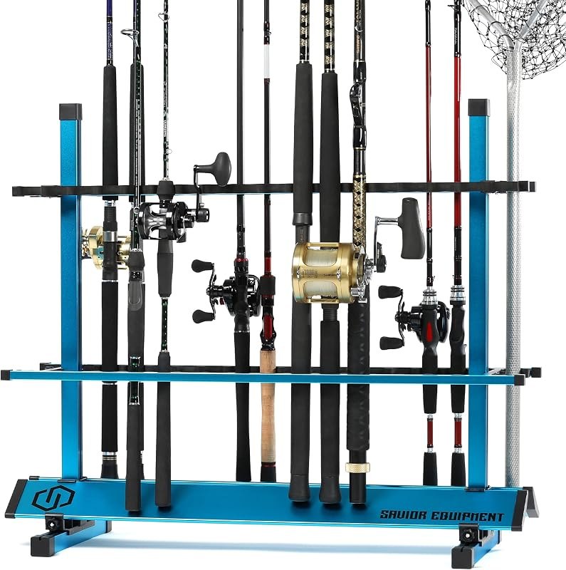 Savior Equipment Fishing Rod Rack Holder Organizer, 24-48 Slots to Hold Fresh Salt Water Spinning Rods & Reel Combo