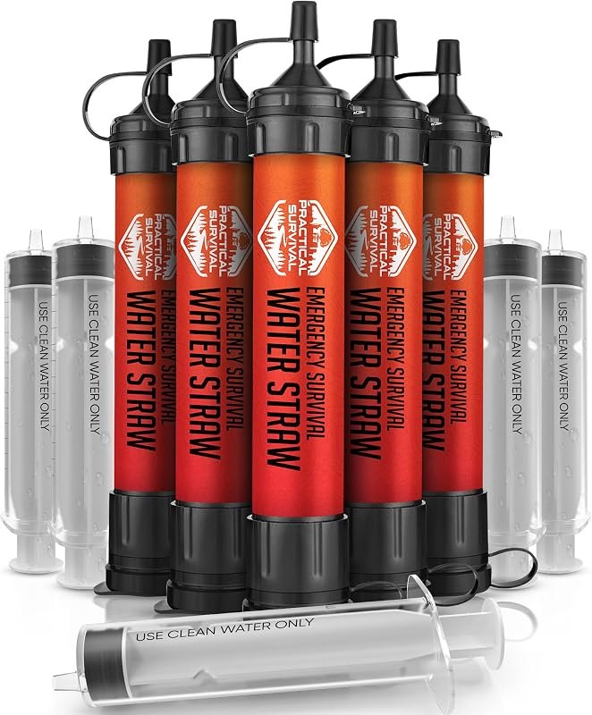 Practical Survival Reusable Emergency Water Filter Straws, 5-Pack — portable water filter straw for portable water
