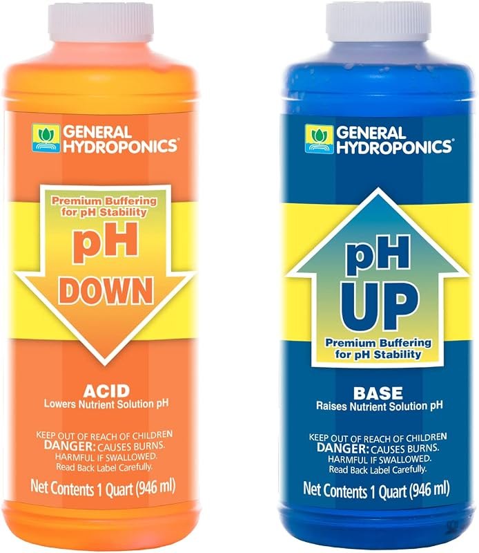 General Hydroponics pH Up and pH Down Liquids - Stabilize Nutrient pH in Hydroponics, 1 qt. Bottles — hydroponic ph