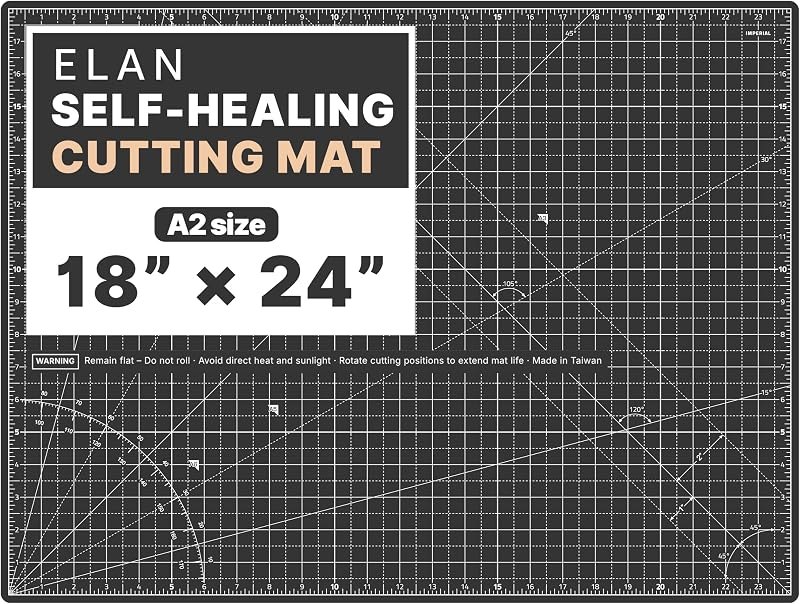 Elan Self Healing Cutting Mat 18x24 Inch, Black Craft Board A2