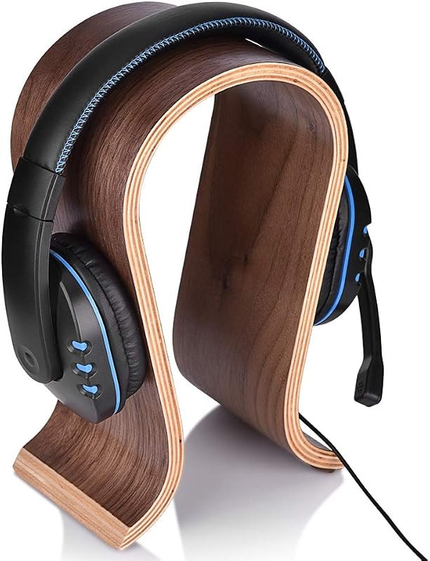 Sanpyl U Shape Headset Stand, Wooden Headphones Headset Holder Hanger Desk Headset Display Shelf Rack, for Almost All