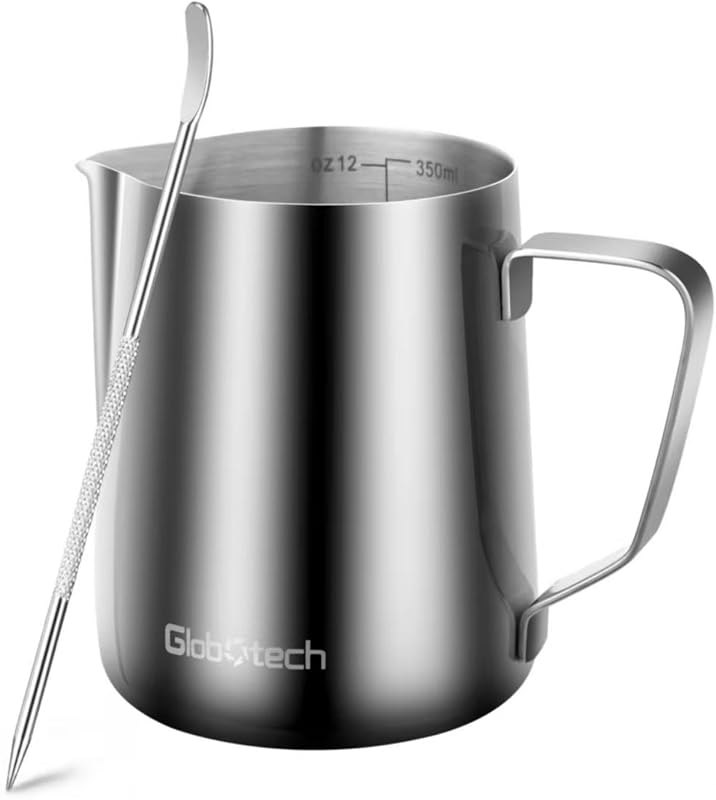 Stainless Steel Milk Frothing Pitcher 12 Oz, 350ml Latte Art Cup Espresso Machine Accessories, Steaming Jug for
