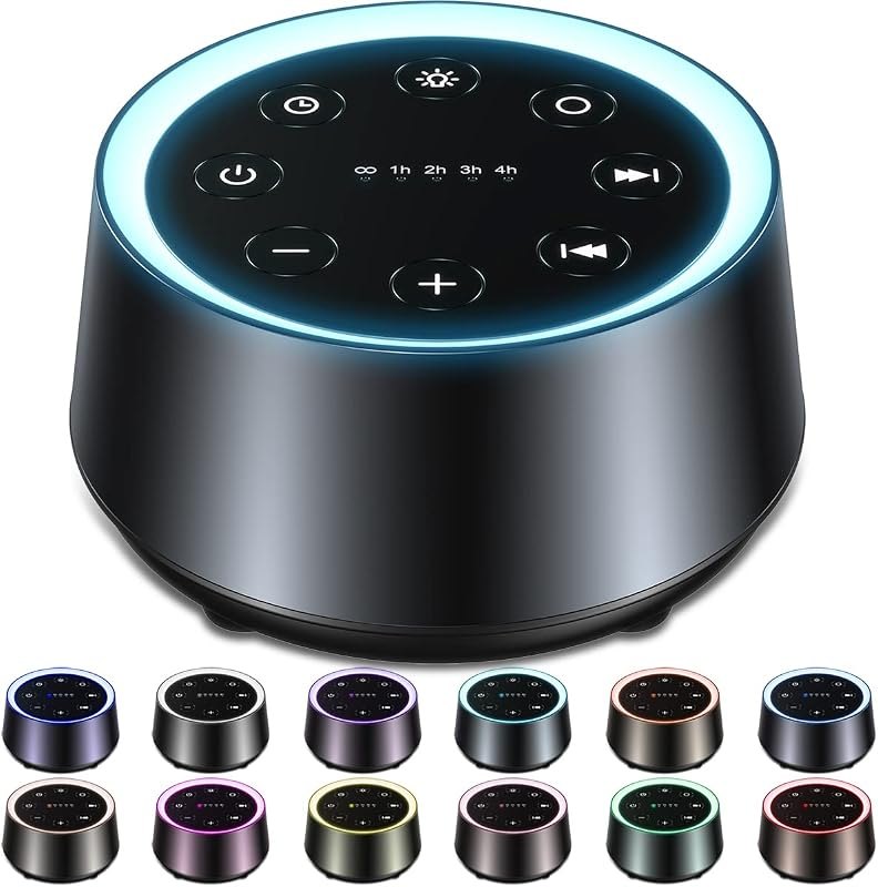 EasyHome Sleep Sound Machine White Noise Machines with 30 Soothing Sounds 12 Adjustable Night Light 10 Adjustment