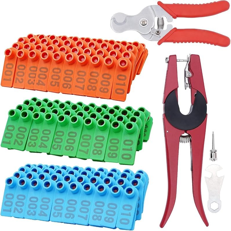 PAULOZYN 300PCS Livestock Ear Tags TPU for Goat Animal Cattle Sheep Pig Dog Deer Farm, with 1PCS Ear Tag Applicator