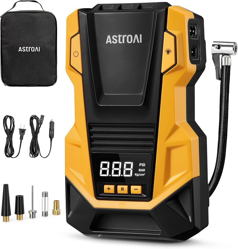 AstroAI Tire Inflator Portable Air Compressor, 110V AC/12V DC Dual Power — inverter air compressor for inverter air