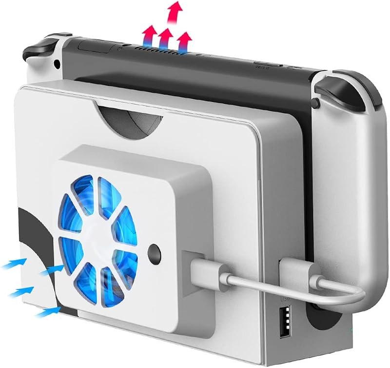 ElecGear Cooling Fan for Nintendo Switch OLED Dock, 3 Speed Replacement Back Cover for Switch New Dock, USB Powered