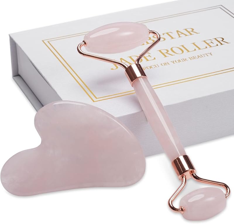 Jade Roller for Face, Facial Roller Massager Skin Care Tool, Gua Sha Facial Tools for Face, Neck, Eyes, Reduce