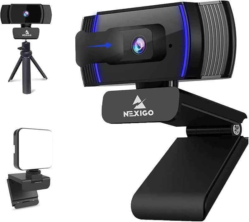 NexiGo 1080P Autofocus Webcam Kits, N930AF FHD USB Web Camera with Privacy Cover, Upgraded Video Conference Lighting