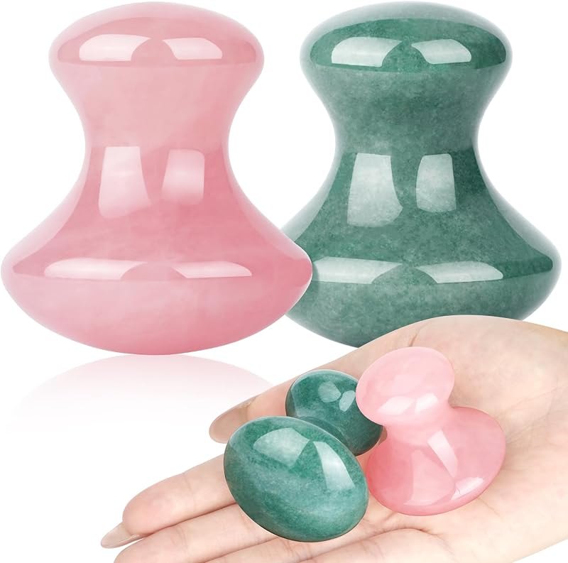 ideayard Gua sha Stone 2Pcs Jade Eye Massage Facial Tool Smooth Cute Shaped Scraping for Women SPA Lift Remove