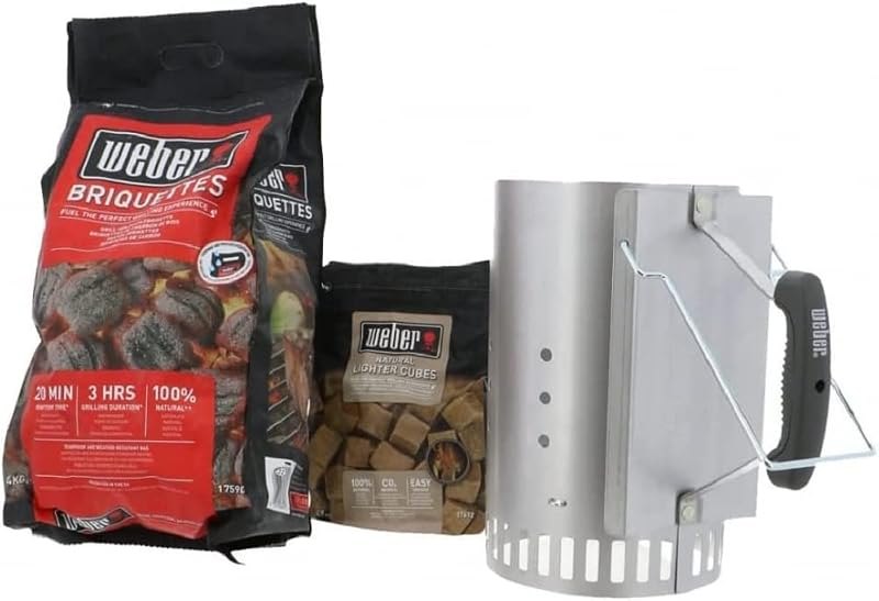 Weber Barbecue Grill Easy Fire Starter Set - Natural Coconut Shells & Sawdust Charcoal - Unflavored - Chimney Starter
