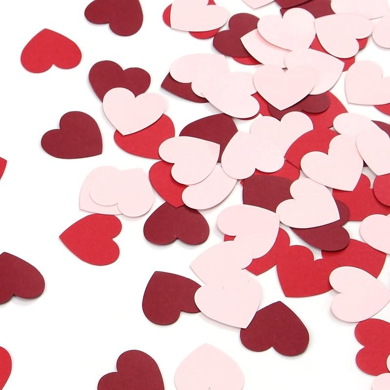 Pink Red Burgundy 300Pcs Paper Heart Confetti Table Decorations Engagement Mother's Day Wedding Anniversary Romantic