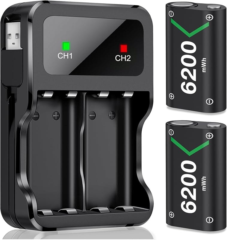 DXKK for Xbox Controller Battery Pack, 2x6200mWh Rechargeable Battery Pack for Xbox Series X — elite series controller