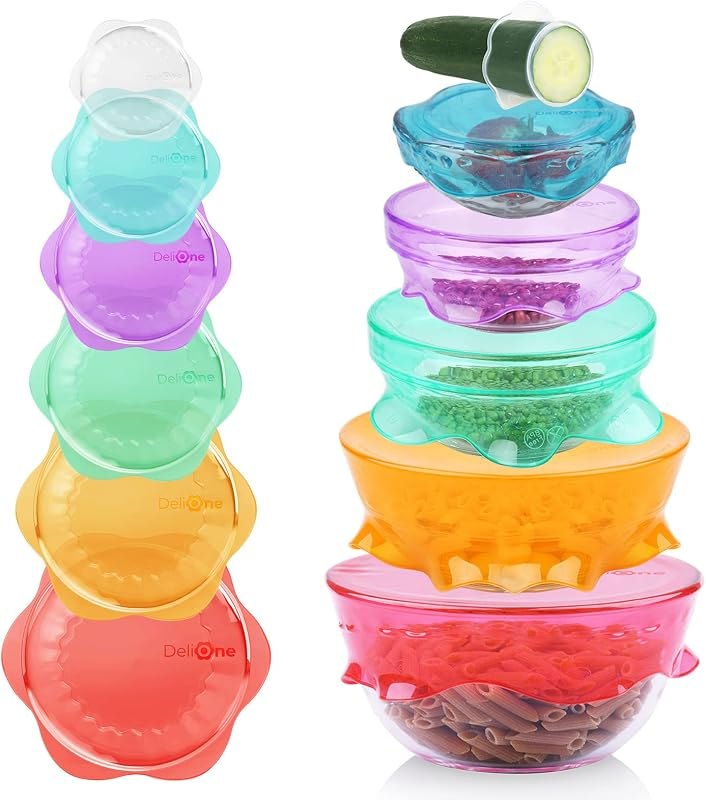 DeliOne Silicone Stretch Lids for Kitchen Food Storage