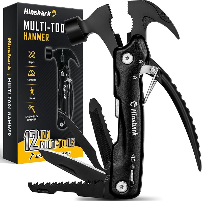 Stocking Stuffers for Adults Men, Gifts for Men 12 in 1 Hammer Multitool — best Portable Emergency Multi Tool for
