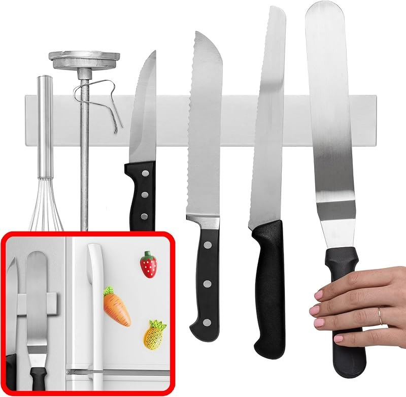 Modern Innovations 12 Inch Magnetic Knife Holder for Refrigerator, Magnetic Knife Holders for Fridge or Kitchen Wall