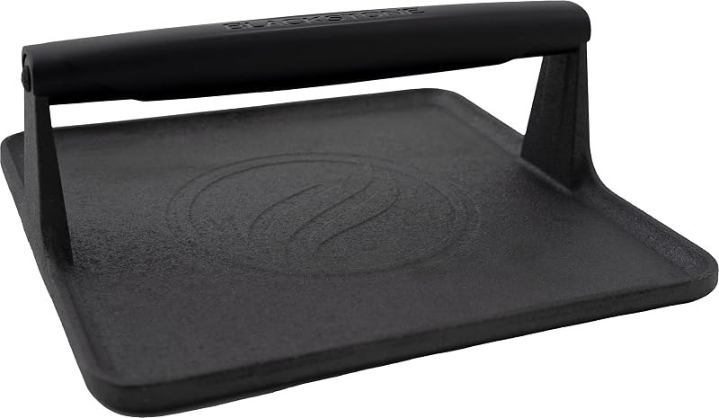 Blackstone 5554 Pre-Seasoned Cast Iron Griddle Grill Press, 10" x 10" x 4" — best electric grill press for electric