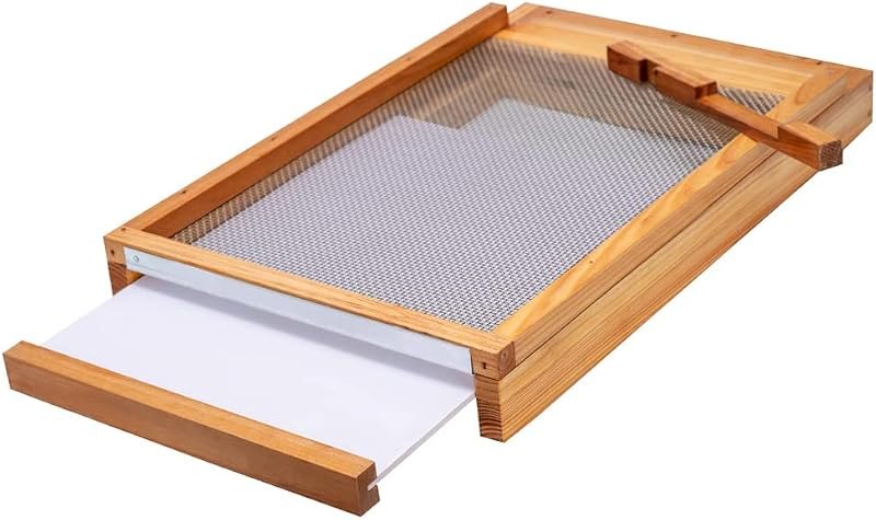 BeeCastle Beehive Screened Bottom Board Dipped in 100% Beeswax,Screened Bottom Board 10 Frame with Solid Wood — top