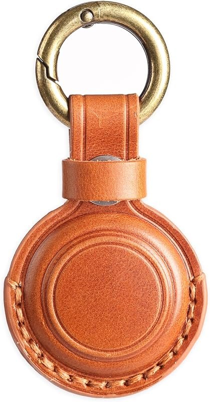 Genuine Leather Keychain Holder Compatible with Airtag 2nd & 1st Gen, Secure for Air Tag Keychain Holder Case Cover