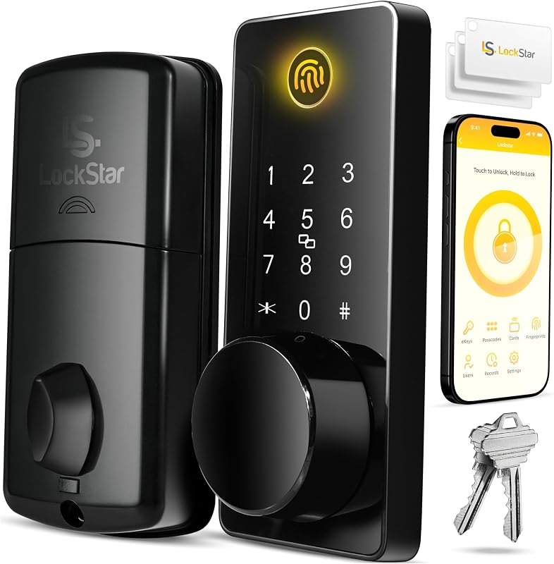 LOCKSTAR® Smart Door Lock • Keyless Entry Deadbolt Door Lock • Multiple Entry Methods — smart lock with video doorbell