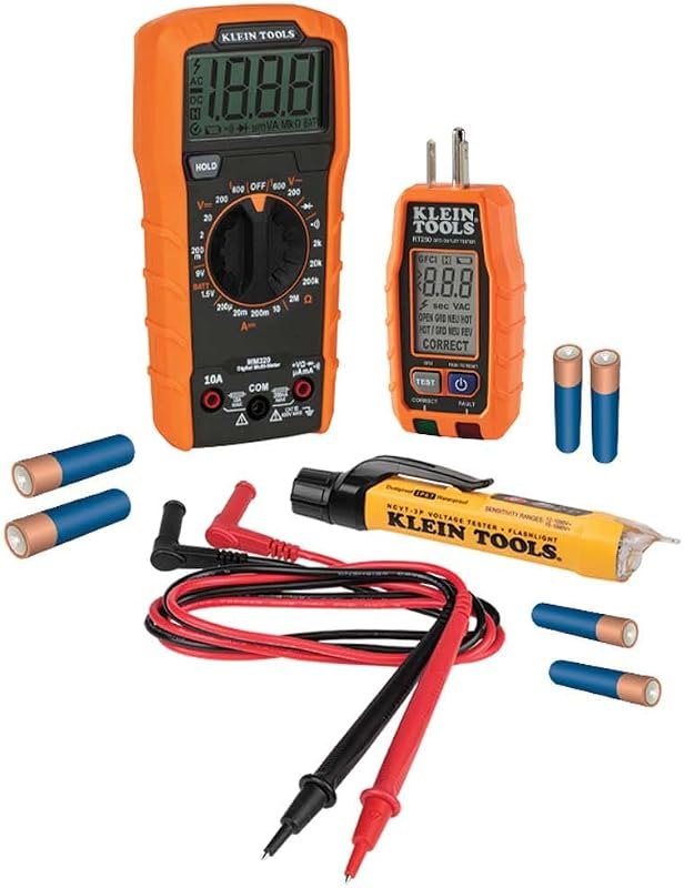 Klein Tools 69355 Digital Multimeter Premium Electrical Test Kit with Non-Contact Voltage Tester, Receptacle Tester