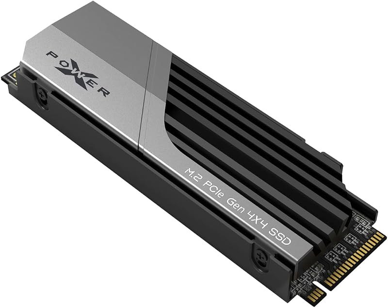 Silicon Power 4TB XS70 Nvme PCIe Gen4 M.2 2280 SSD R/W Up to 7,200/6,800 MB/s, DRAM Cache, with Built-in PS5 Heatsink