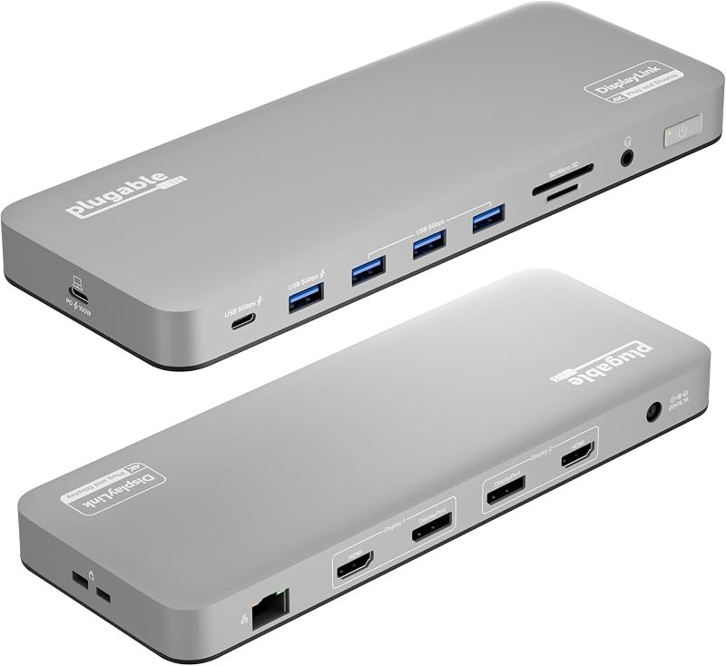 Plugable USB C Docking Station, Dual Monitor 4K 60Hz 2x HDMI or DisplayPort — MacBook Pro 14 dock for macbook pro dock