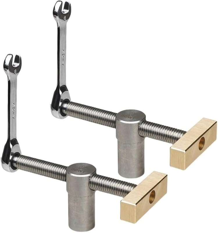 2 Pack Bench Dog Clamp 3/4 Inch Dog Hole Clamp Woodworking Adjustable Workbench Stop Stainless Steel Brass (19mm) —