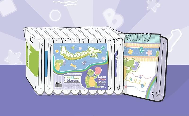 ABUniverse AlphaGatorz Adult Diapers (Pack of 10) (Extra Large) — adult diapers extra large for adult diapers extra