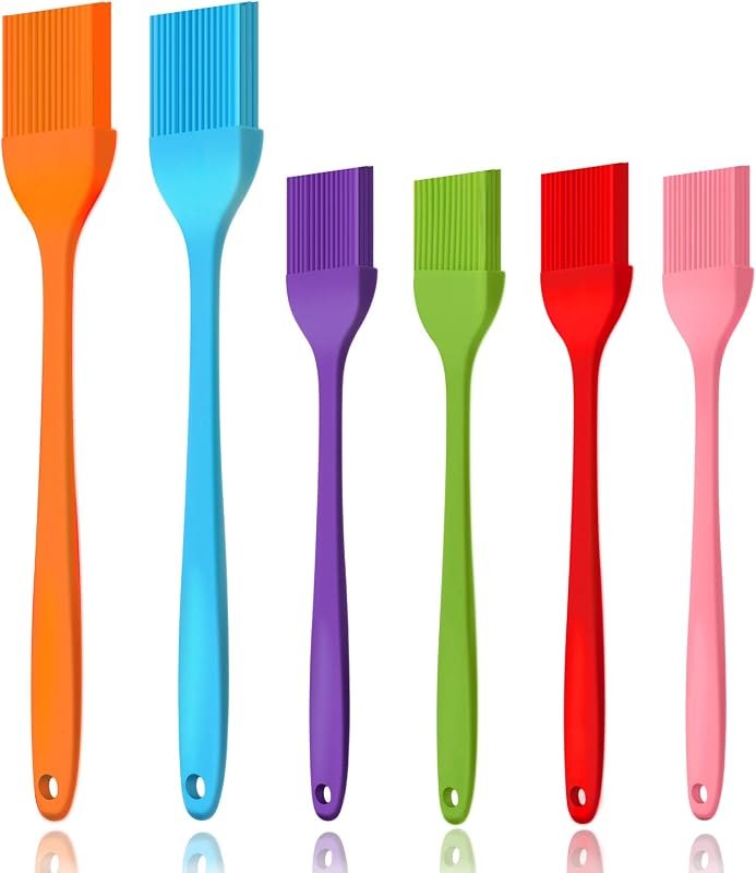 6 PCS CUALORK Silicone Basting Brush, Upgrade Pastry Brush,Heat Resistant Silicone Brushes, Premium Cooking Brush for