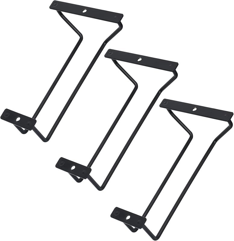 7-Inch Black Wine Glass Rack - Under Cabinet Stemware Wine Glass Holder for Bar Kitchen (1 Rows, 3 Pack) — wine glass