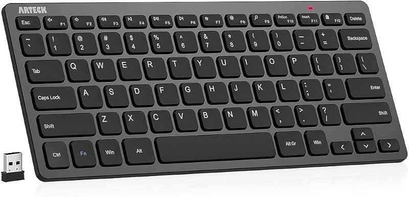 Arteck 2.4G Wireless Keyboard Ultra Slim and Compact Keyboard with Media Hotkeys for Computer Desktop PC Laptop