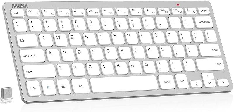 Arteck 2.4G Wireless Keyboard Ultra Slim and Compact Keyboard with Media Hotkeys for Computer Desktop PC Laptop