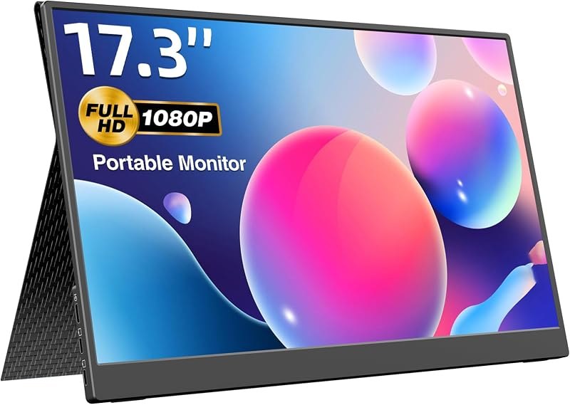 kksmart Portable Monitor 17.3 inch 1080P FHD 100% sRGB 60Hz, Travel Monitor for Laptop MacBook Surface PC Xbox PS5
