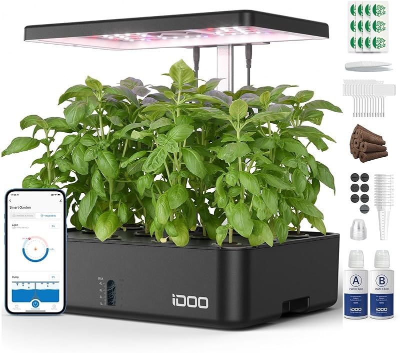 iDOO Smart Hydroponics Growing System with 12 Pods Kit Indoor Herb Garden — best hydroponics hydroponic reservoi for