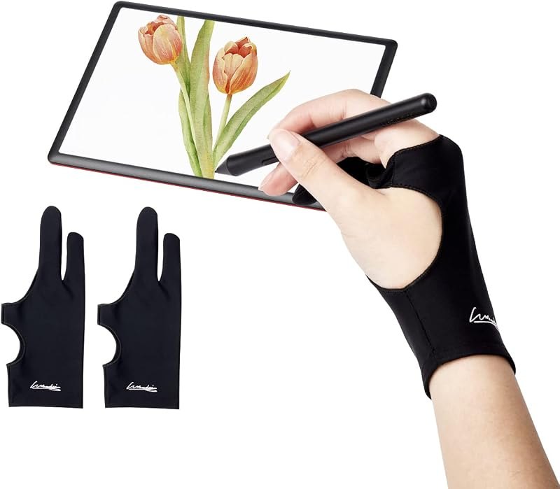Digital Drawing Glove 2 Pack,Artist Glove for Drawing Tablet,ipad,Sketching,Art Glove with Two Finger for Right Hand