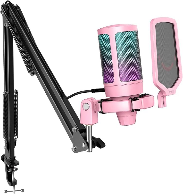 FIFINE A6T Pink Gaming USB Condenser Microphone Kit for Podcast Streaming — best computing usb microphone for